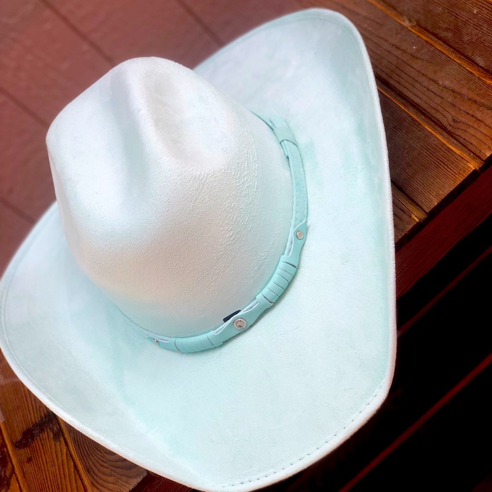 - Baby blue cowboy hat